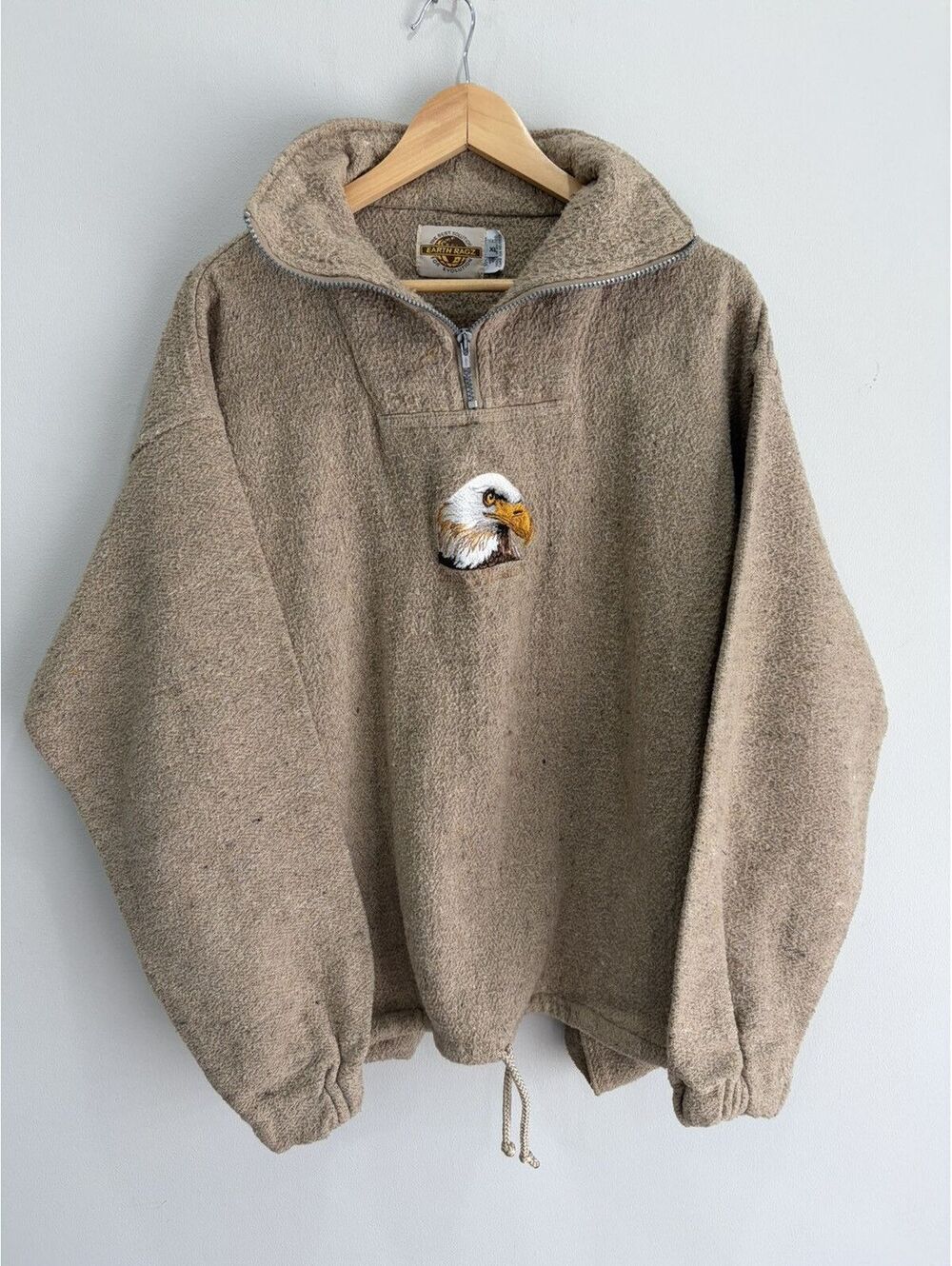 Vintage Earth Ragz Bald Eagle Sweater Animal bird brown zip